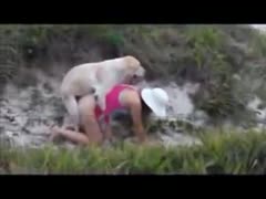 An attractive Scottish sultry wife gets drilled outside by her dog.
